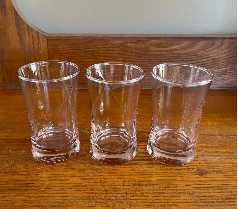 Vintage Libbey Concert Pink Swirl Set of 3 Juice Glasses 4